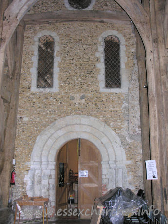 St Laurence, Blackmore Church - The original Norman W wall, still easily recognisable from within the tower.