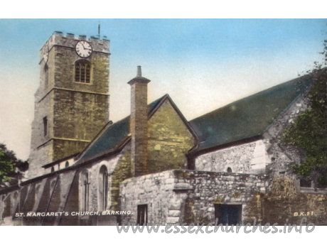 St Margaret, Barking Church - Postcard by Cranley Commercial Calendars, Ilford, Essex.
