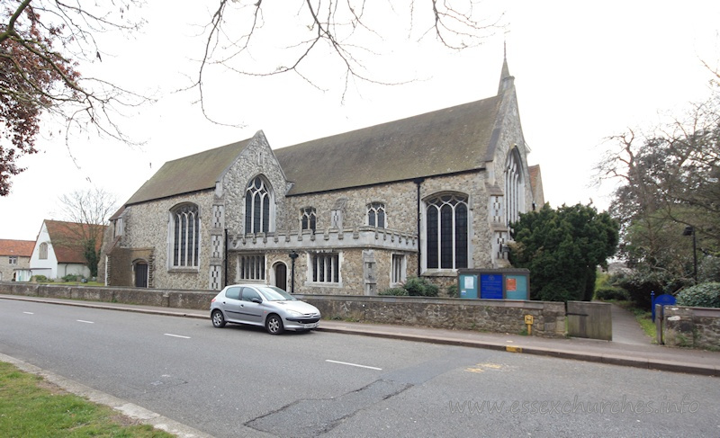 Holy Trinity, Southchurch Church - This image of the church pretty much shows the extent of Comper's extension of 1906, which left the newer part of the church at the same length as the old Norman church.
