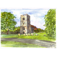 St Mary, Elsenham Church - This image represents a prize which was offered by the church for a raffle in aid of the church repair fund.