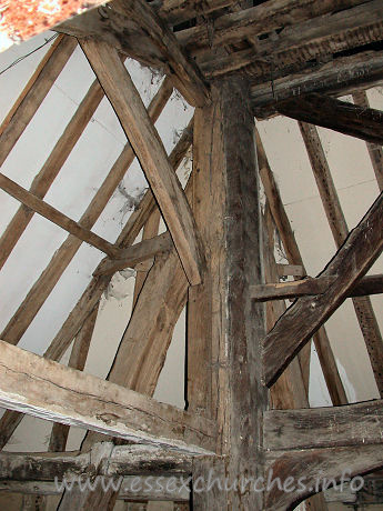 St Mary, Mundon Church - 



Detail of the woodwork supporting the upper tower and belfry.



