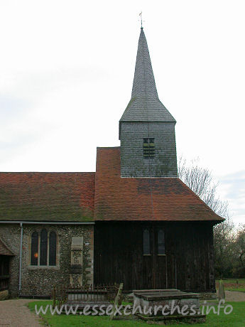 St Margaret of Antioch, Margaretting Church - Seen here, from the north, Margaretting church's crowning 
glory is it's superb C15 timber W tower.




