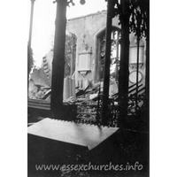 St Peter ad Vincula, Coggeshall Church - One of a series of 8 photos bought on eBay. Photographer unknown.
 
"From the choir stalls, showing only remaining part of North wall." - dated September 1940.