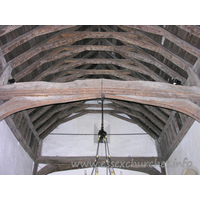 St Mary the Virgin, Strethall Church - Present nave roof is most likely early C15, and is trussed with cambered tie-beams and arch-braces.