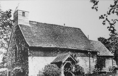 All Saints, Vange Church - A copy of a picture displayed inside the church, depicting the 
building in it's working life.
