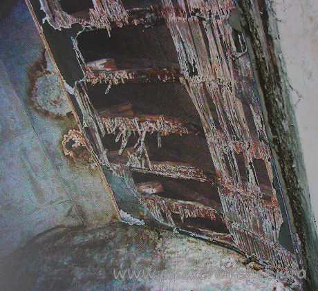All Saints, Vange Church - The condition of the roof, before repairs commenced. Taken 
from a picture on display within the church.

