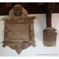 St Andrew, Greensted Church - Here lieth Jone, sister of Thomas Smith of Mont Knight. Second wife of Alane Wood of Snodland in Kent. Gent who livinge vertuouslie 60 yeeres died godly the XX of August 1585.