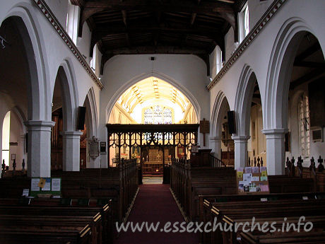St Margaret, Barking Church - The clerestory windows seen here are C18, whilst the rest of 
the nave is C15.

