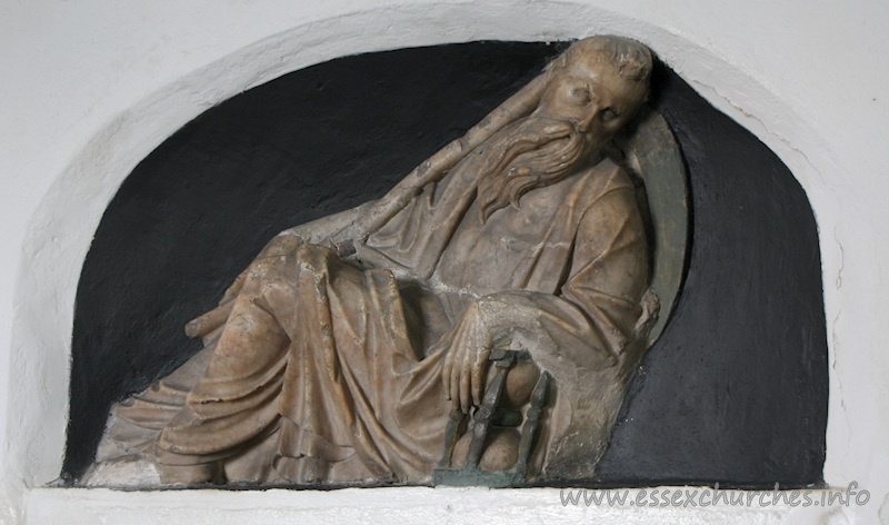 St Peter, Little Warley Church - A reclining Old Father Time. The remaining fragment of a lost monument.