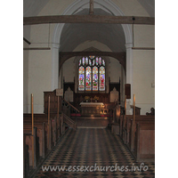 St Botolph, Beauchamp Roding Church - View from the nave into the chancel, showing the fairly high chancel arch.