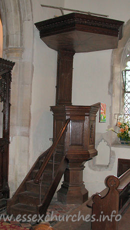 St Edmund, Abbess Roding Church - Pulpit with a huge tester.