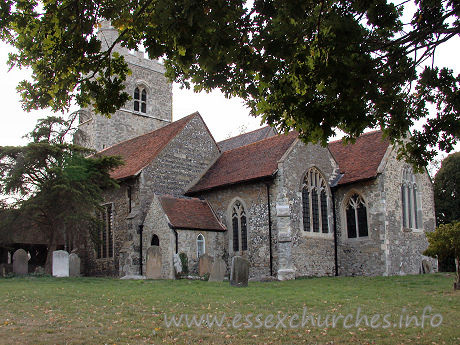 St Michael, Fobbing Church - 


This view of the church from the South East shows the sheer 
width. The majority of the church on show here is 14th and 15th Century.




