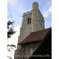 St Michael, Fobbing Church - 


The 15th Century 
W tower is rather spectacular, with a raised SE stair turret, and has 
battlements all round the top. It is diagonally buttressed.




