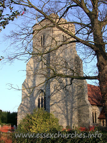 St Peter, Paglesham Church - 


15th Century embattled West tower with diagonal buttresses.


