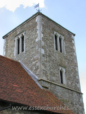Holy Cross, Basildon Church - 


A rather plain, but elegantly simple C14 W tower. The weather 
vane is dated 1702.








