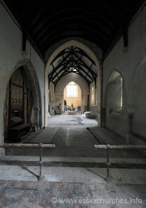 St John the Baptist, Mucking Church - Looking west from the chancel.