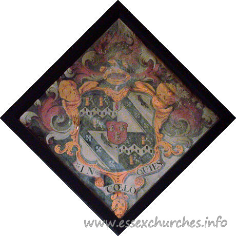 , Theydon%Mount Church - 


This is the hatchment of Sir William Smyth 6th Bt, who died 1777.



















