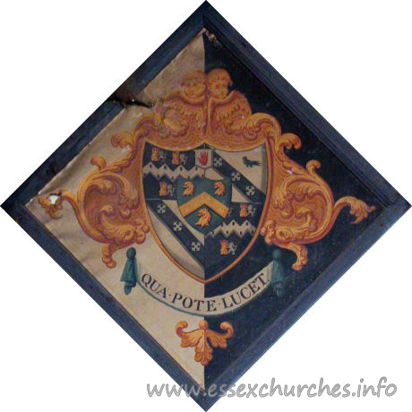, Theydon%Mount Church - 




This is the hatchment of Anne Bowyer, wife of Sir 
William Smijth, 7th Bt. She died 1815, and was survived by her husband.



