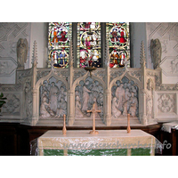 St Margaret of Antioch, Margaretting Church - The fine reredos, beneath the Jesse window.




