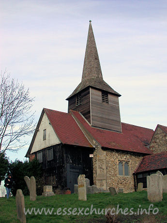 St Nicholas, Laindon Church - This view from the SW shows the Priest's House in relation to 
the rest of the church.




