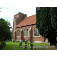 St Andrew, Weeley Church - The west tower of brick is early C16. It has diagonal buttresses and battlements.