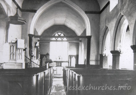 St Andrew, Helion Bumpstead Church - Taken from a picture in the church. At this point, the box pews were still intact. It is rather different to the existing view, shown as Interior Image 1.