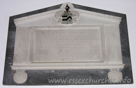 All Saints, Nazeing Church - In memory of Sir Ralph Palmer, Knt. Nearly eleven years Chief Justice of the Supreme Court of Judicature at Madras.
 
The youngest son of William and Mary Palmer of Nazing and married at Madras in 1829 to Margaret Eliza, eldest daughter of Colonel Fearon, C.B., by whom he left issue, one son and four daughters.
 
Retiring from the high office of Chief Justice of Madras, beloved and respected in private and public life, he returned to England in 1836, in apparent health and strength, but died suddenly of an organic disease of the heart, in the 3?5th year of his age, on 25th of January 1835, and lies buried in a vault by this monument, in the Christian hope of a blessed resurrection.