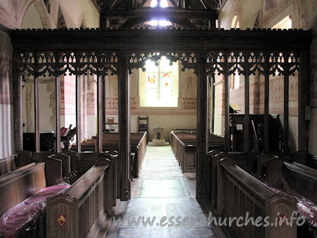 St Michael & All Angels, Copford Church - Looking W from the chancel, with the screen clearly shown.