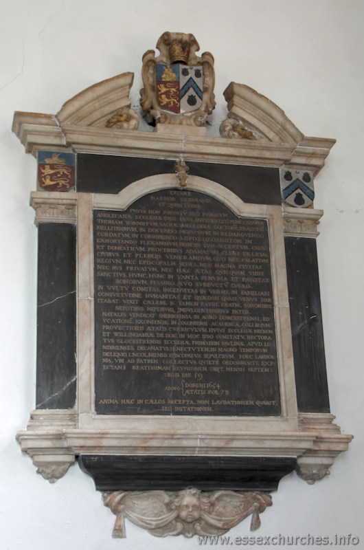 St Mary & All Saints, Lambourne Church - Dr Thomas Winniff - died September 19th 1654, aged 78. Inscription entirely in Latin.